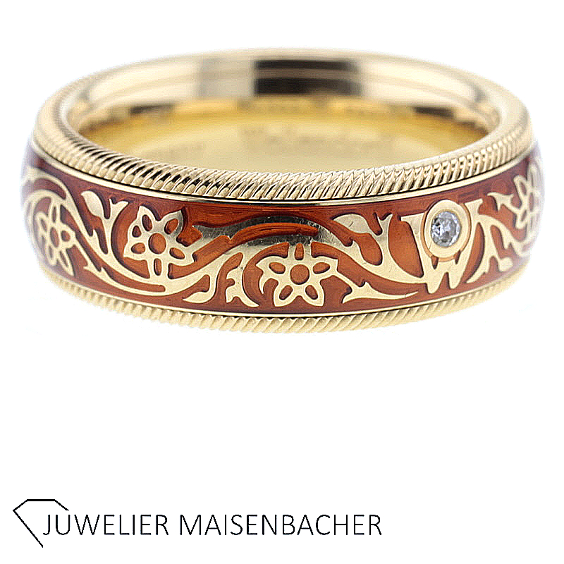 Wellendorff Dreh-Ring Orange mit Brillant Gold