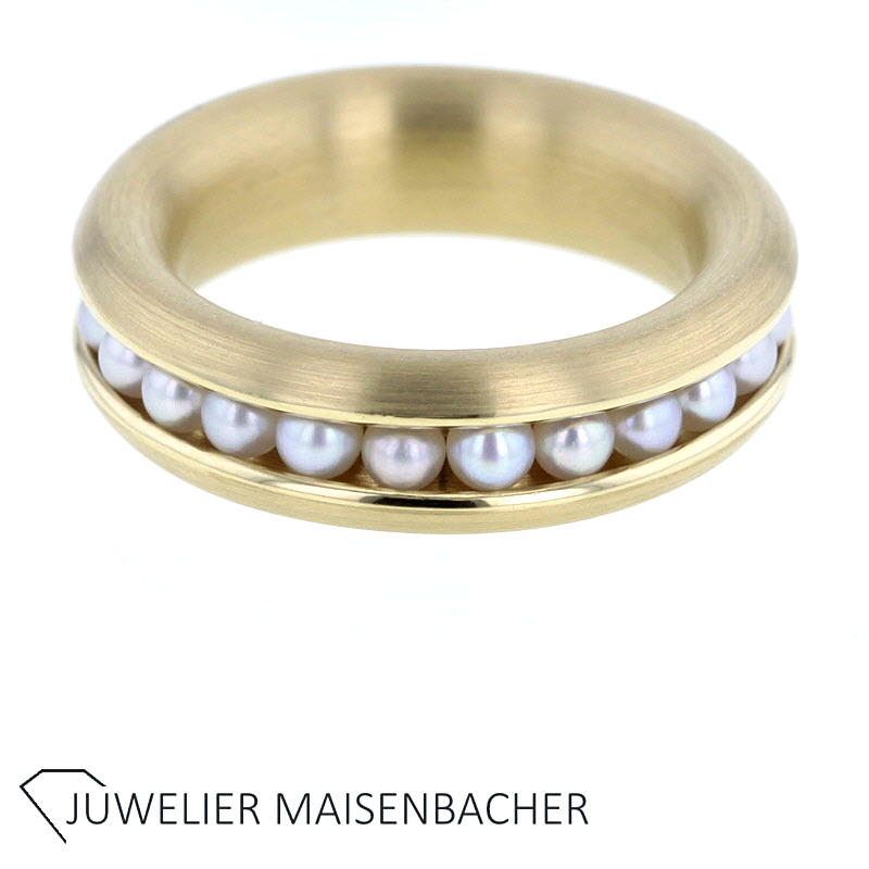 Atelier "Schmuckwerk" Ring *Rassel* mit Perlen Gold