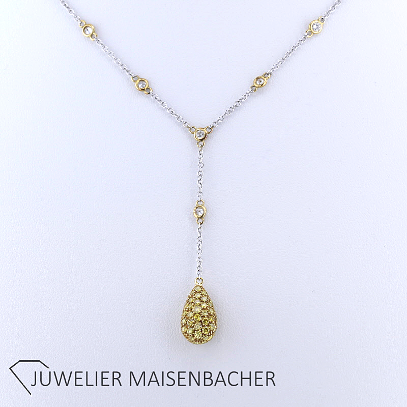 Filigrane Y-Kette/Collier mit fancy Brillanten Gold