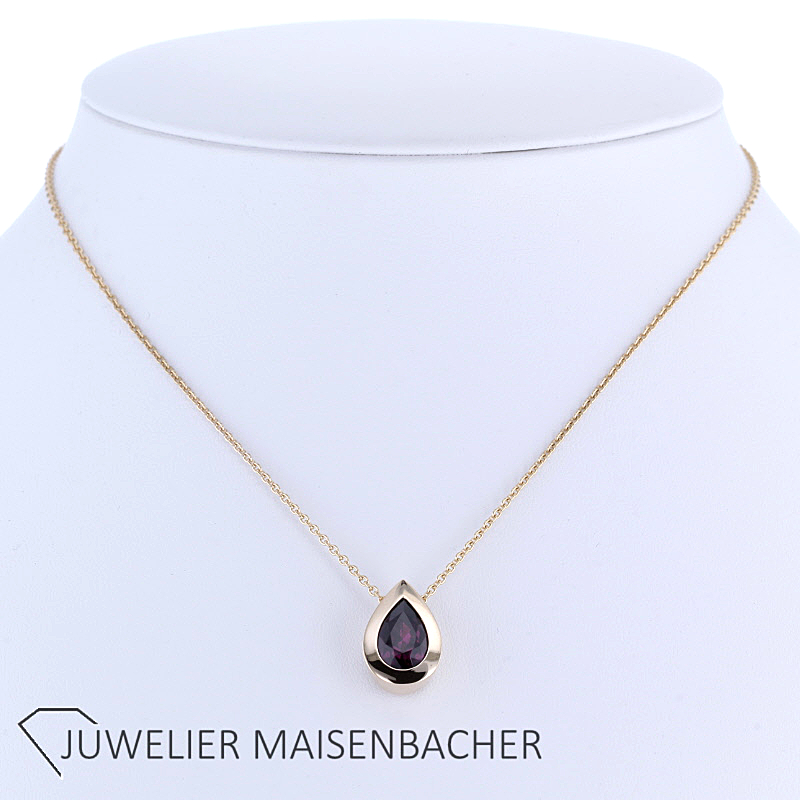 Jochen Pohl Collier / Halskette mit Anhänger Edelstein Rhodolith Gold