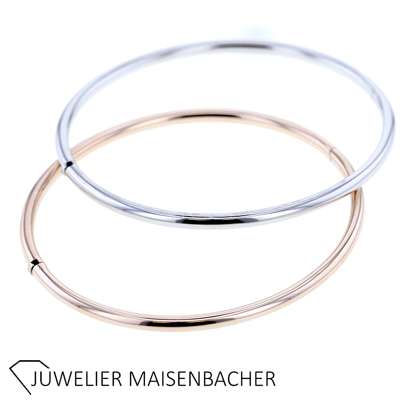 Zwei Armreifen Rosé- und Weißgold mit Scharnierverschluss