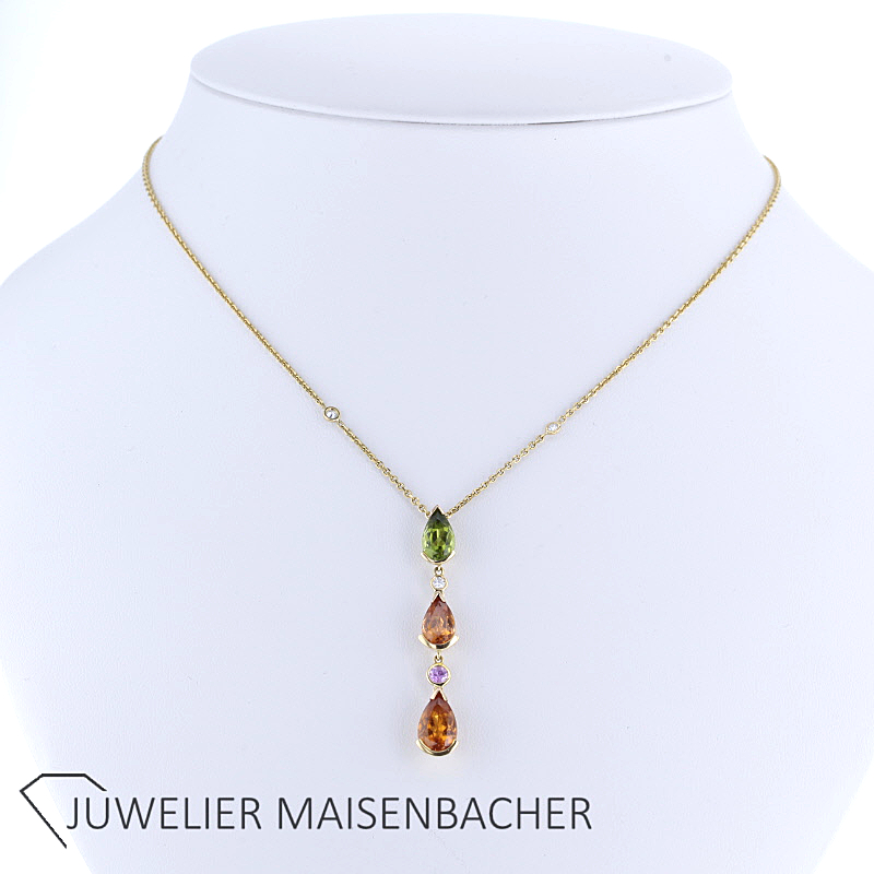 Boodle & Dunthorne Y-Collier mit Brillant und Edelsteinen Gold