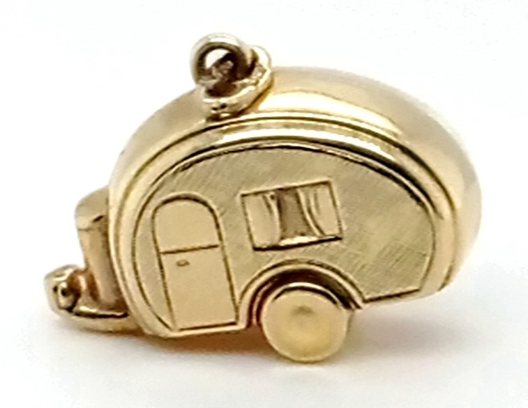 Charm Anhänger Wohnmobil/Wohnwagen/Campingwagen Gold