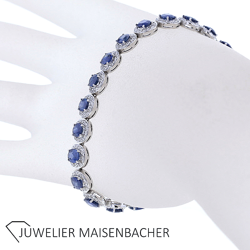 Traunhaftes Armband mit Ceylon Saphiren und Diamanten Gold