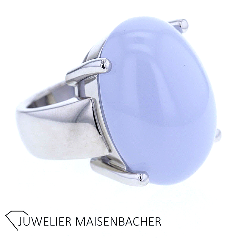 Großer Statementring/Ring mit großem Edelstein Chalcedon Gold