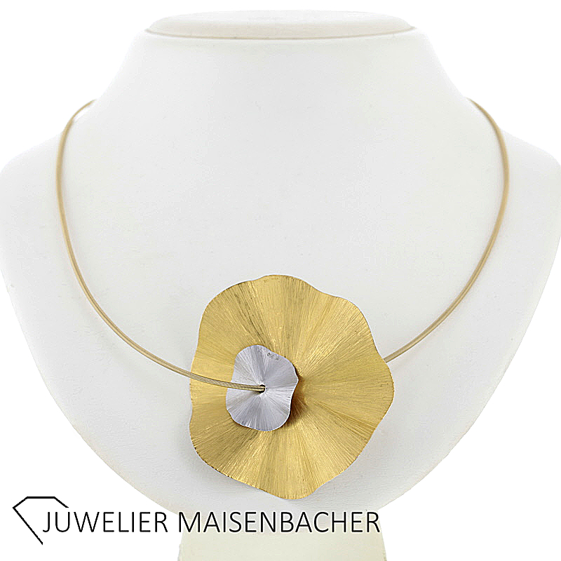 NIESSING Collier/Halsschnur mit Anhänger Blütenscheibe Gold/Platin