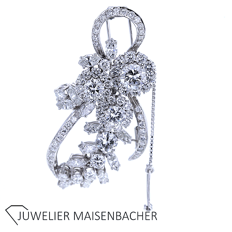 Exklusive Brosche mit strahlenden Brillanten und Diamanten Gold