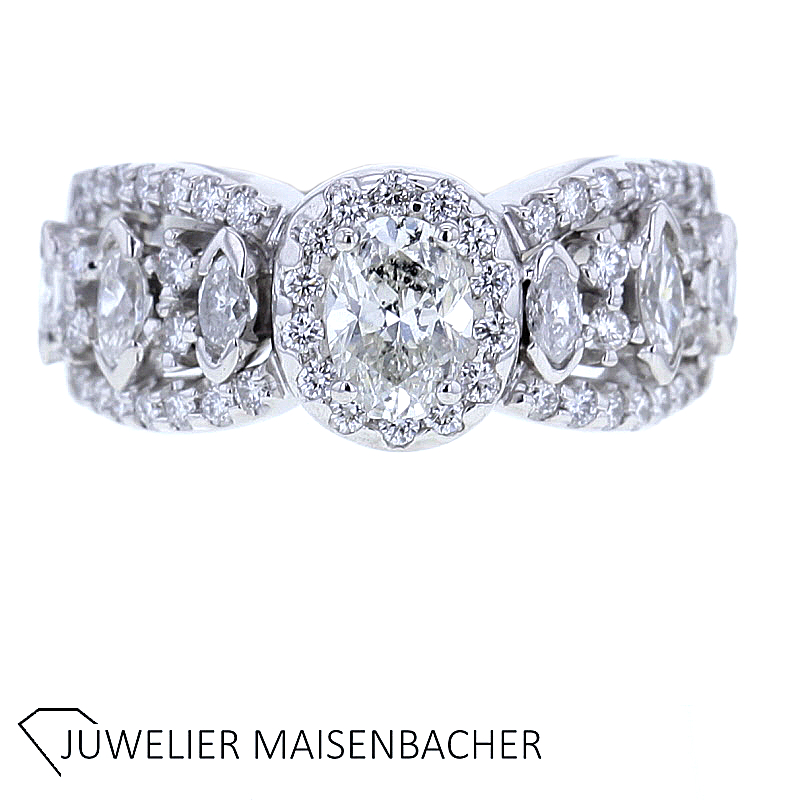 Außergewöhnlicher Ring mit Brillant und Diamanten Gold