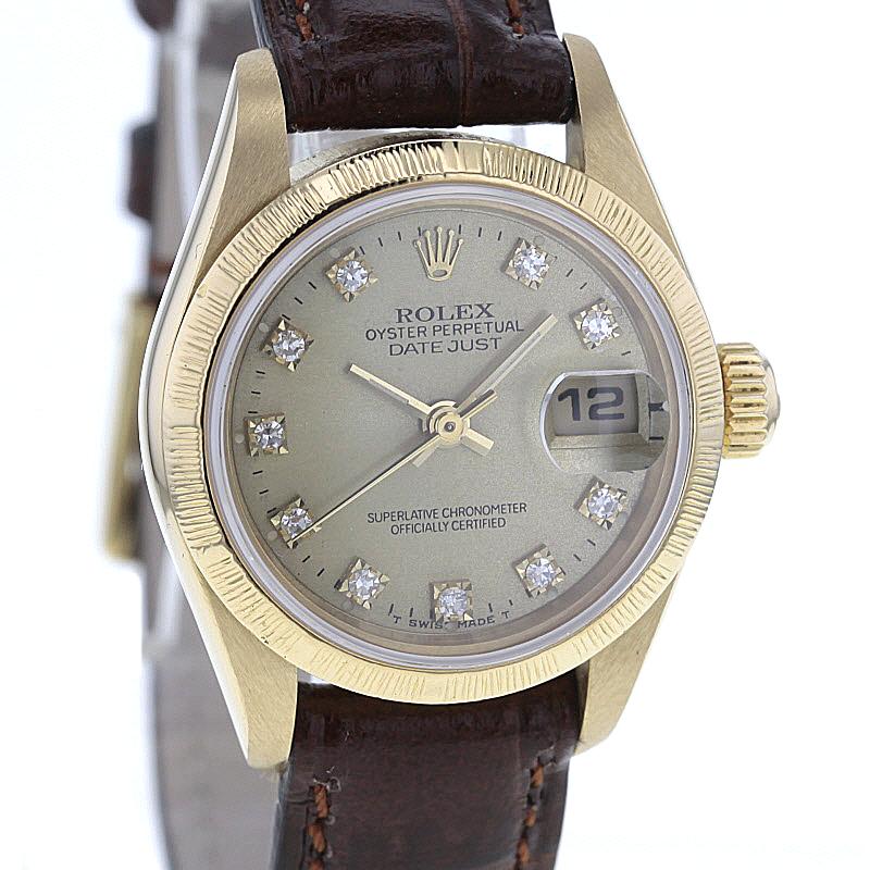 Rolex Lady-Datejust, Gelbgold 750/-, Lünette Borke