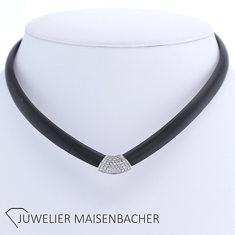 BUNZ Designer Collier mit Brillanten Kautschuk Platin