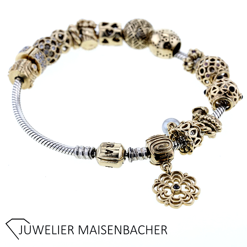 Pandora ALE Charms-Armband/Bettelarmband mit Brillant Gold