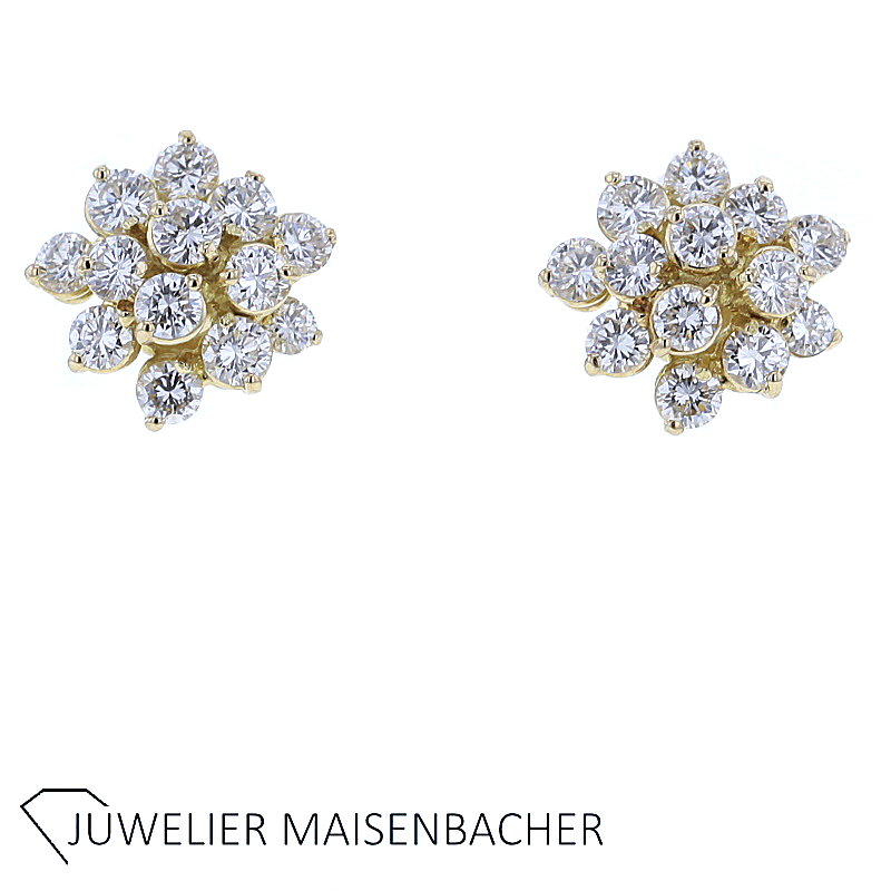 Ohrstecker Diamanten Blumen Gold