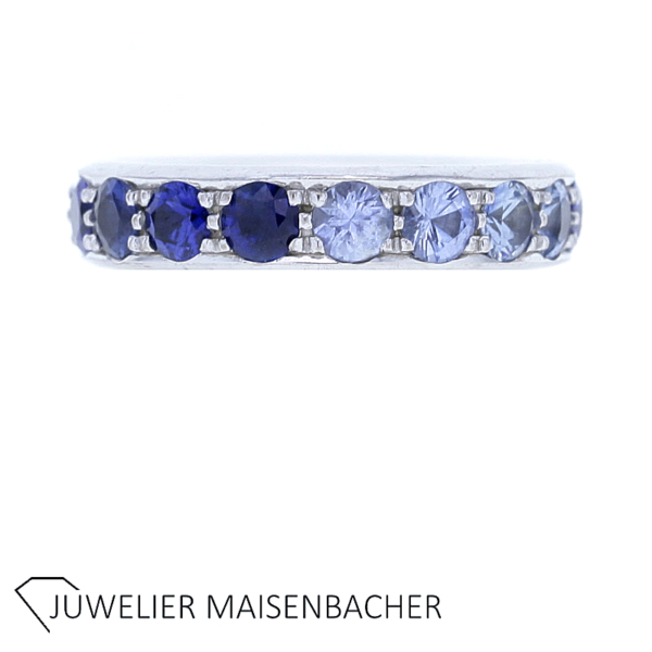 Massiver Edelstein-Ring mit Saphiren im Farbverlauf Gold – Bild 5