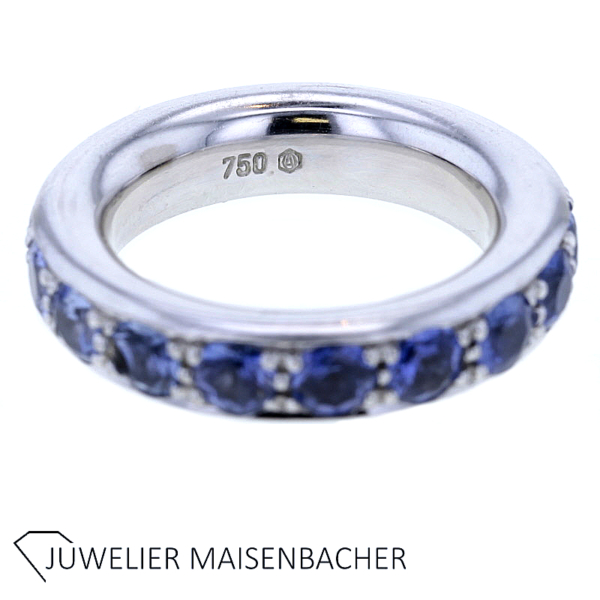 Massiver Edelstein-Ring mit Saphiren im Farbverlauf Gold