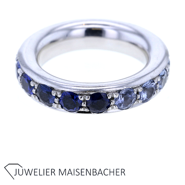 Massiver Edelstein-Ring mit Saphiren im Farbverlauf Gold – Bild 2