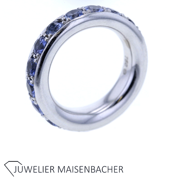 Massiver Edelstein-Ring mit Saphiren im Farbverlauf Gold – Bild 3