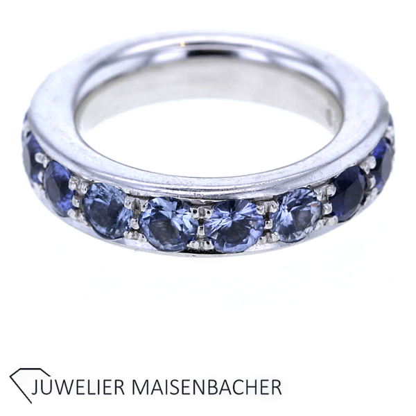 Massiver Edelstein-Ring mit Saphiren im Farbverlauf Gold – Bild 4