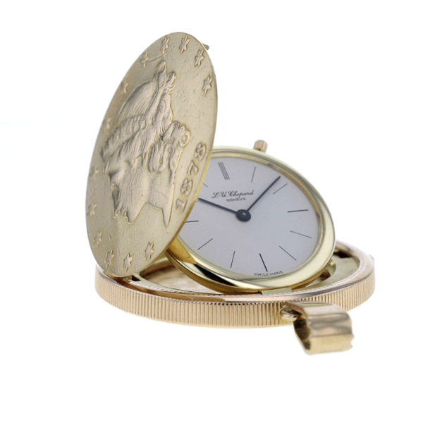 Chopard 20 Dollar Münze 1878 Taschenuhr Frackuhr Umhängeuhr Gold 916/- u. 750/- Rarität – Bild 2