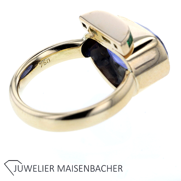 Bezaubernder Ring mit Saphir und Smaragd Besatz in Gold – Bild 6