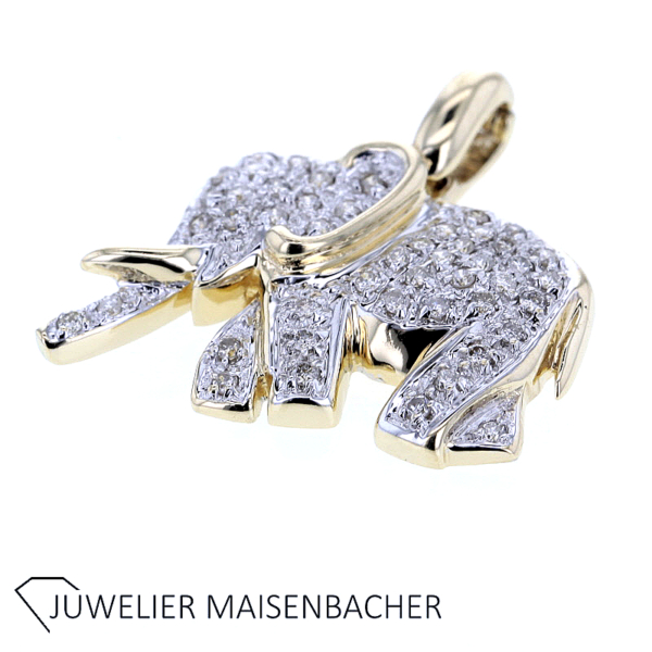 Anhänger Elefant in Gold mit Brillanten Varioclip – Bild 5