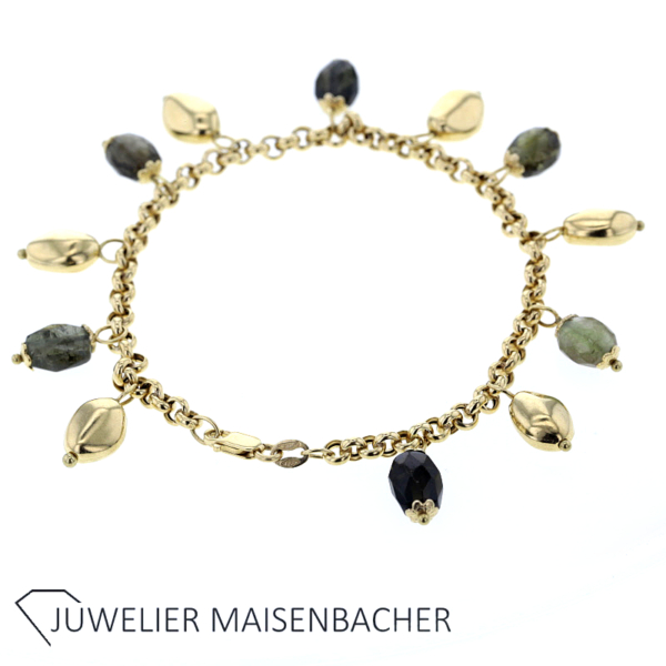 Wunderschönes Bettelarmband mit Edelsteinen Gold