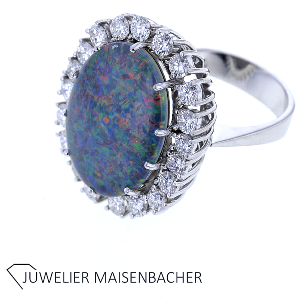 Entourage Ring mit Opal Triplette und Brillanten Gold – Bild 3