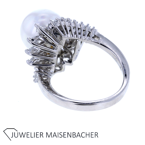 Luxuriöser Südsee-Zuchtperlen-Ring mit Diamanten in Platin – Bild 5