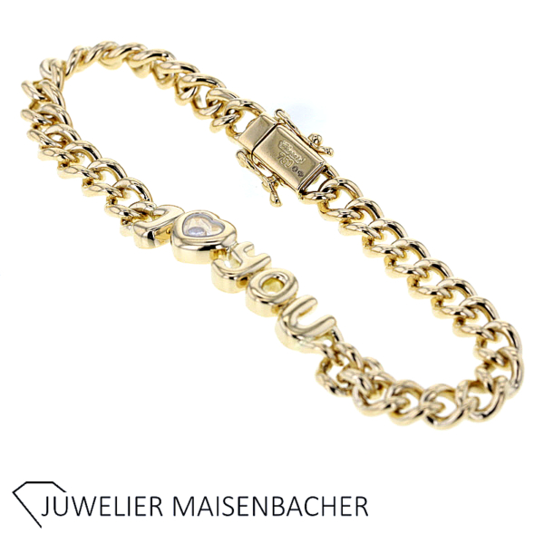 Chopard Happy Diamonds Panzerarmband I Love you Gelbgold – Bild 6