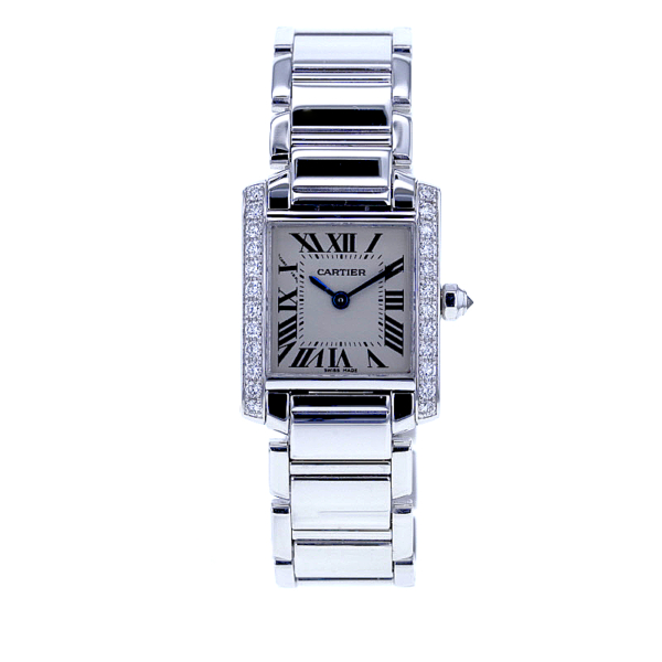 Cartier Tank Francaise Damen Weißgold 750/- mit 25 Diamanten – Bild 2