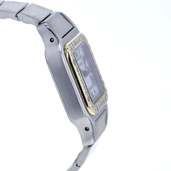 Cartier Santos Carree Lady Automatik Stahl/Gold 28 Diamanten – Bild 5