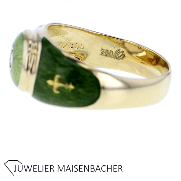 Faberge Ring mit grüner Emaille und Brillant limitiert auf 300 Stück Gold – Bild 6