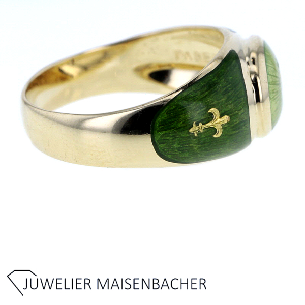 Faberge Ring mit grüner Emaille und Brillant limitiert auf 300 Stück Gold – Bild 4