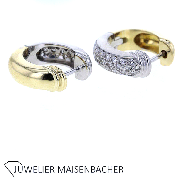 Klassische Klapp Scharnier Creolen mit Brillanten in Weißgold und Gelbgold