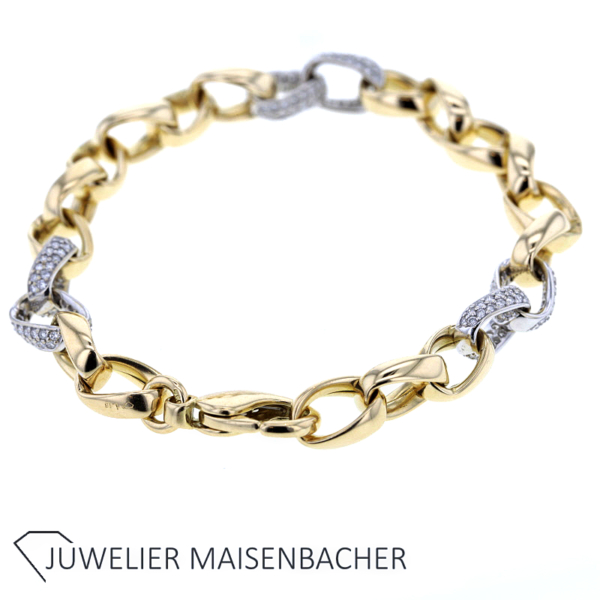 Zeitloses Fantasiemuster Armband mit 192 Brillanten in 750er Gold