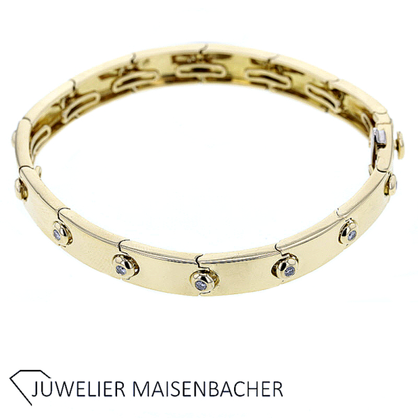 Massives zeitloses Armband mit Brillanten Gold