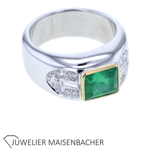 Atemberaubender Ring mit Smaragd und Diamanten 750er Weißgold – Bild 6