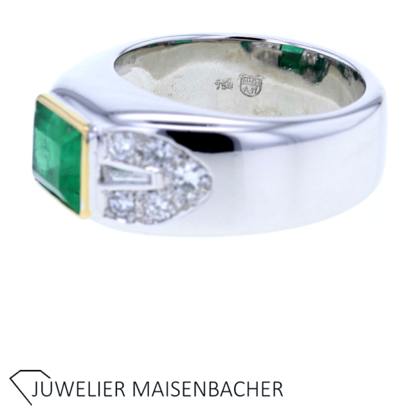 Atemberaubender Ring mit Smaragd und Diamanten 750er Weißgold – Bild 5