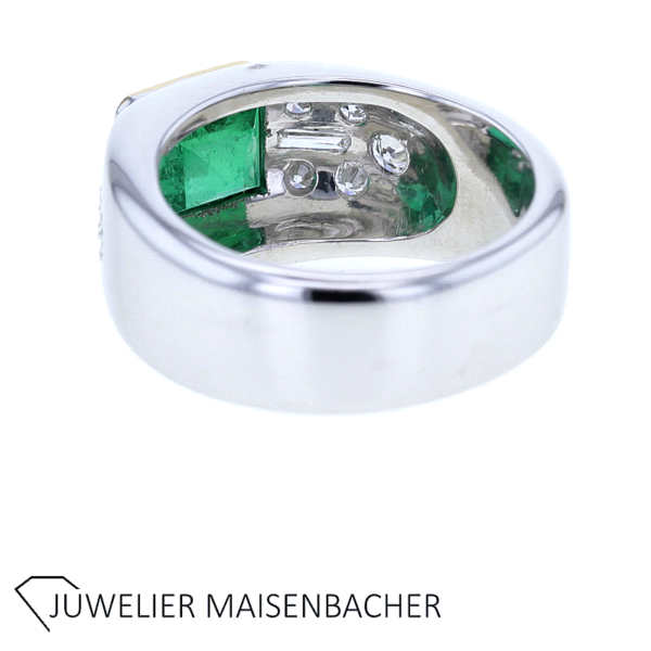 Atemberaubender Ring mit Smaragd und Diamanten 750er Weißgold – Bild 3