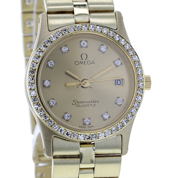 Omega Seamaster Quarz Gelbgold 585/- 61 Diamanten