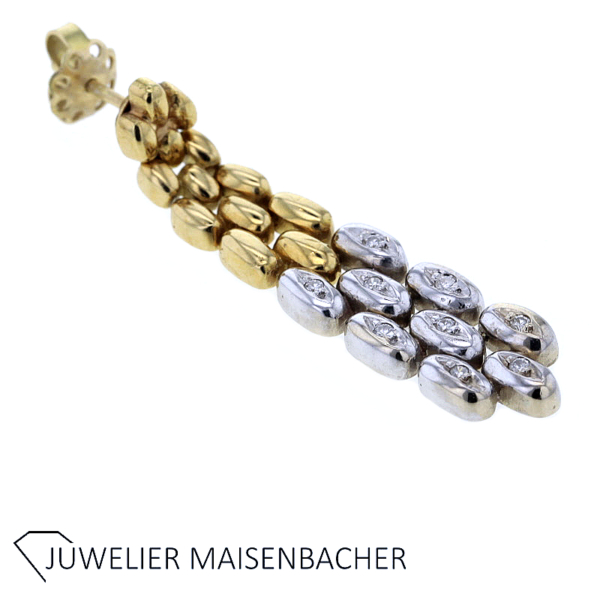 Elegante Bicolor Ohrhänger mit Brillanten in Gold – Bild 3