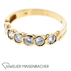 Halbmemory Ring mit Brillanten in 585er Gelbgold
