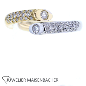 Geschwungener Twist Brillantring Pavé© gefasst Gold