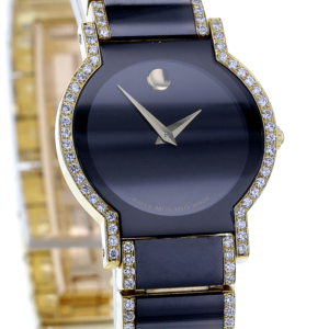 Movado Museum Watch Gelbgold 750/- und Ceramic 284 Diamanten