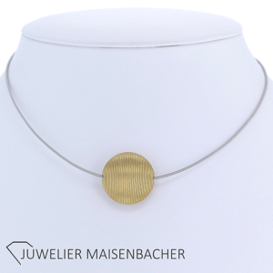 Niessing Halsreif in 950er Platin mit zwei Anhängern in 750er Gelbgold